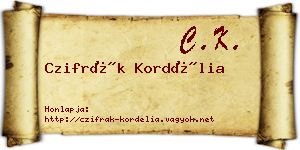 Czifrák Kordélia névjegykártya